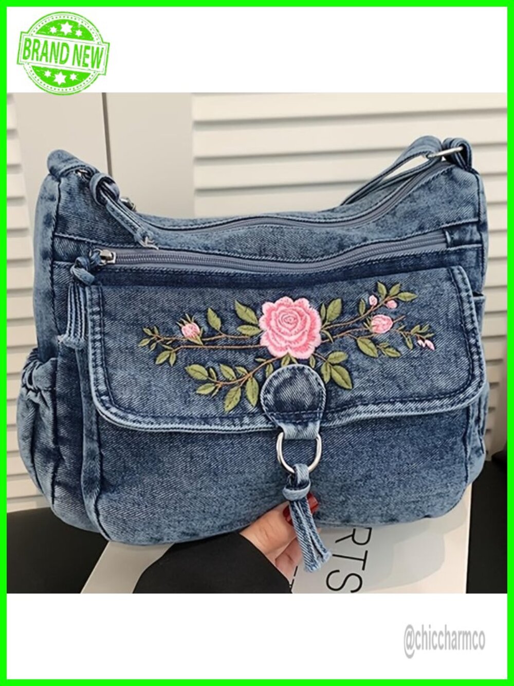 Large Capacity Multi-Compartment Crossbody Bag Solid Color Shoulder Handbag